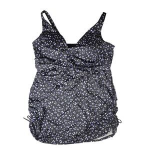 SWIMSUITS For All One Piece Swimsuit Skirted Black/Blue/White Polkadot Womens 22